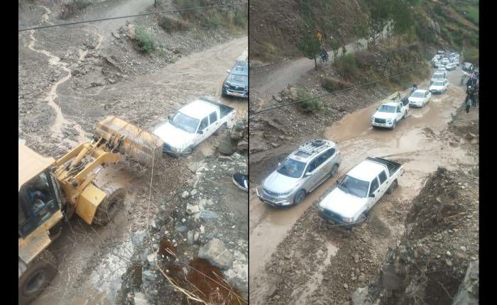 huaico interrumpe tránsito en vía nacional de huari2429294474223409045.