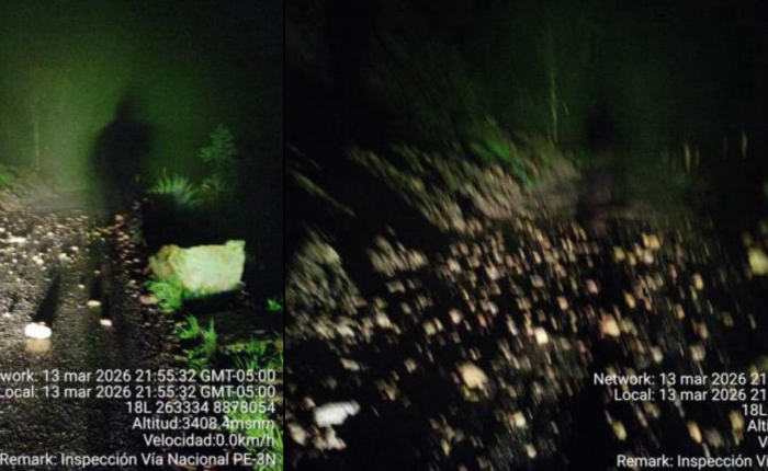 Derrumbe por lluvias bloquea carretera nacional en Chiquián, provincia de Bolognesi