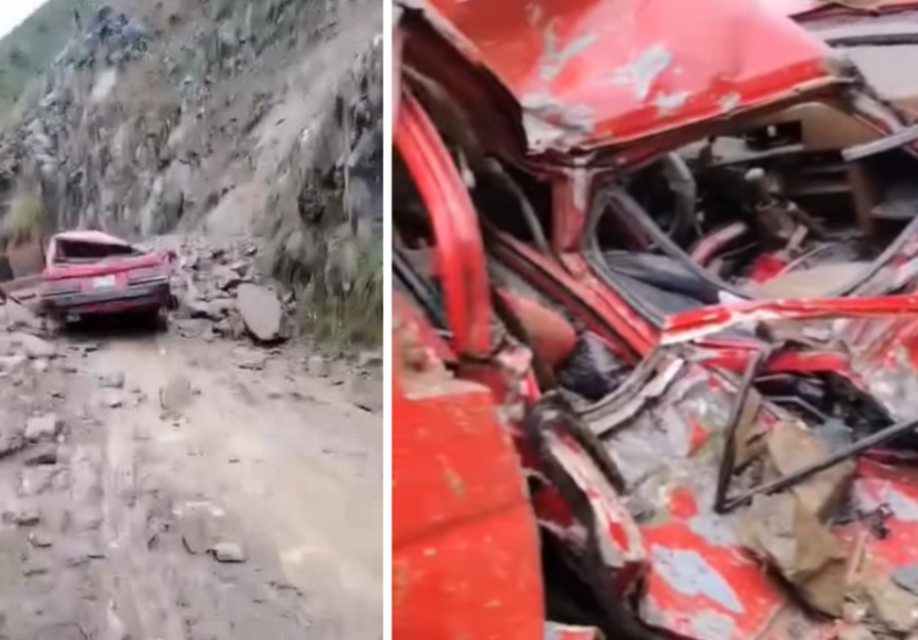 huanuco-gigantescas-rocas-aplastan-auto-y-pasajeros-sobreviven-de-milagro